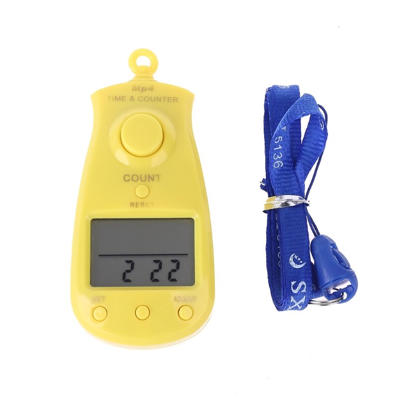 Portable 5-digit Digital Electronic Counter with Clock Calendar and Lanyard Manual Reset Decompression Relaxation Finger