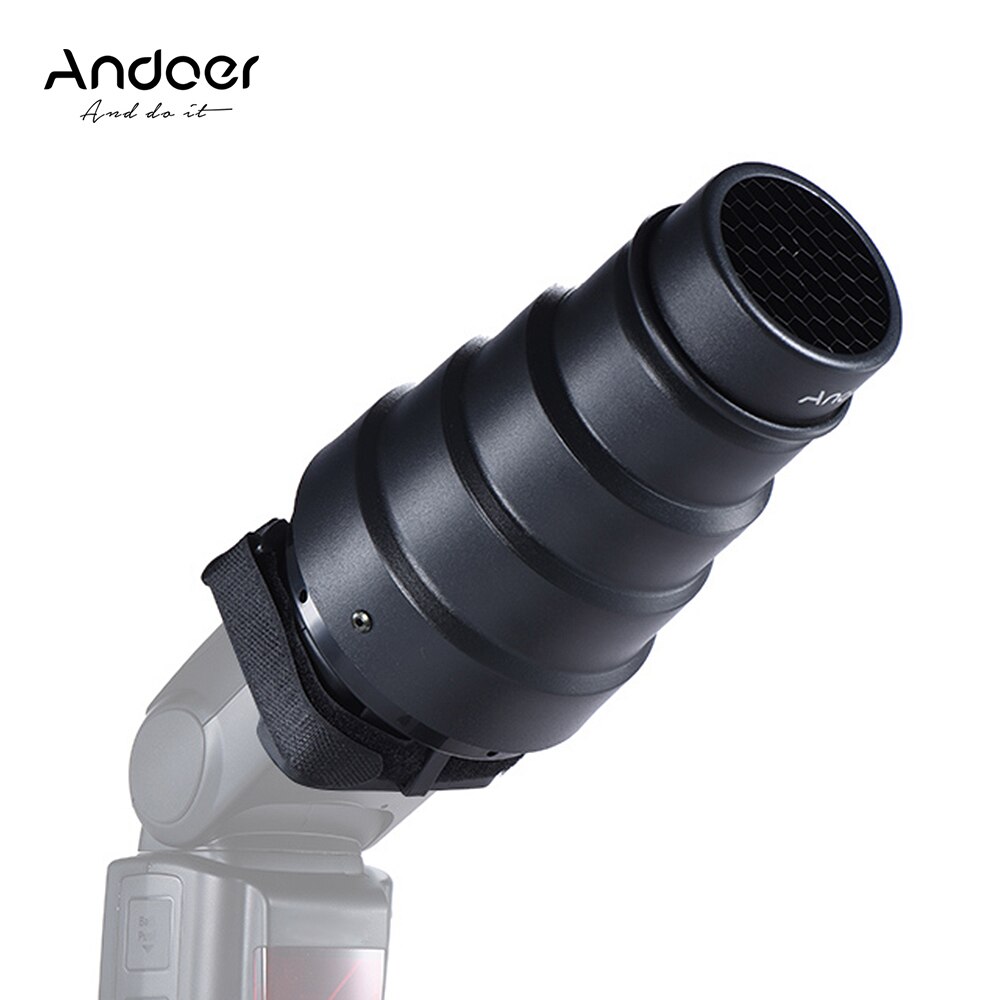 Andoer Conische Flash Snoot Light Modifier w/50 Graden Honeycomb Kleur Filter Universal voor Fotografie Op-camera Speedlite