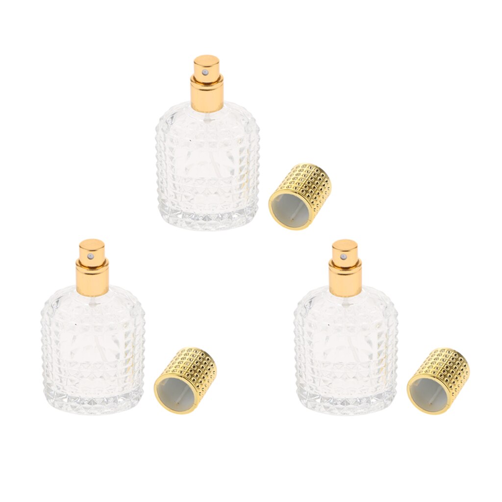 3x ananas glas parfume flaske æteriske olier flaske beholder guld 50ml