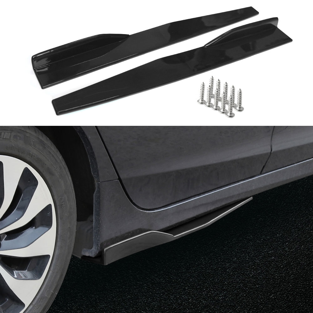 Faldón lateral Universal para coche, divisor de balancín, ala lateral, parachoques, aspecto negro, 2x74,5 cm