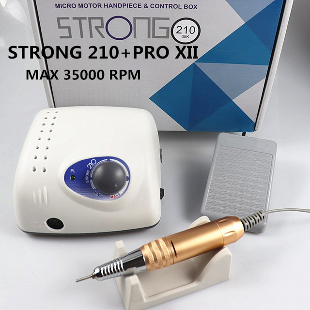 Strong 210 PRO XII Nail Drill 65W 35000 Machine Cutters Manicure Electric Nail Drill Milling Manicure Machine Polish Nail File: STRONG 210 GOLD