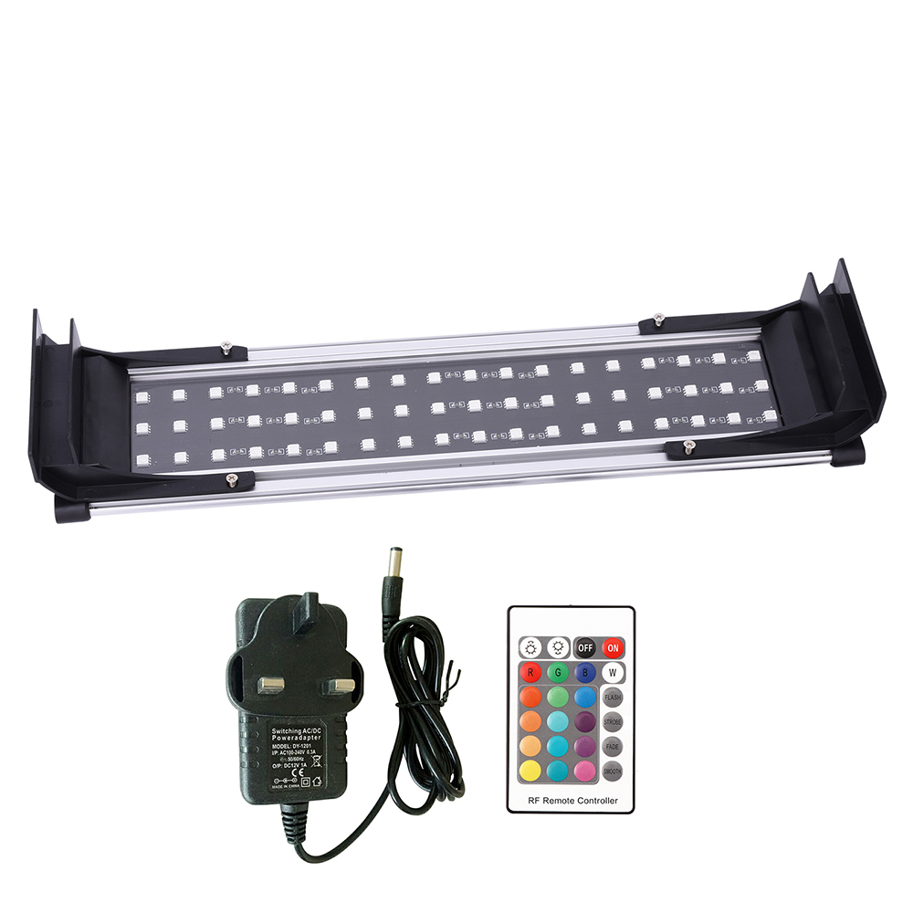 US UK EU AU Kleurrijke LED Licht Uitschuifbare Aquarium Licht LED Aquarium Licht Afstandsbediening Aquarium LED Lamp 5050 SMD RGB: UK Plug-54LEDs