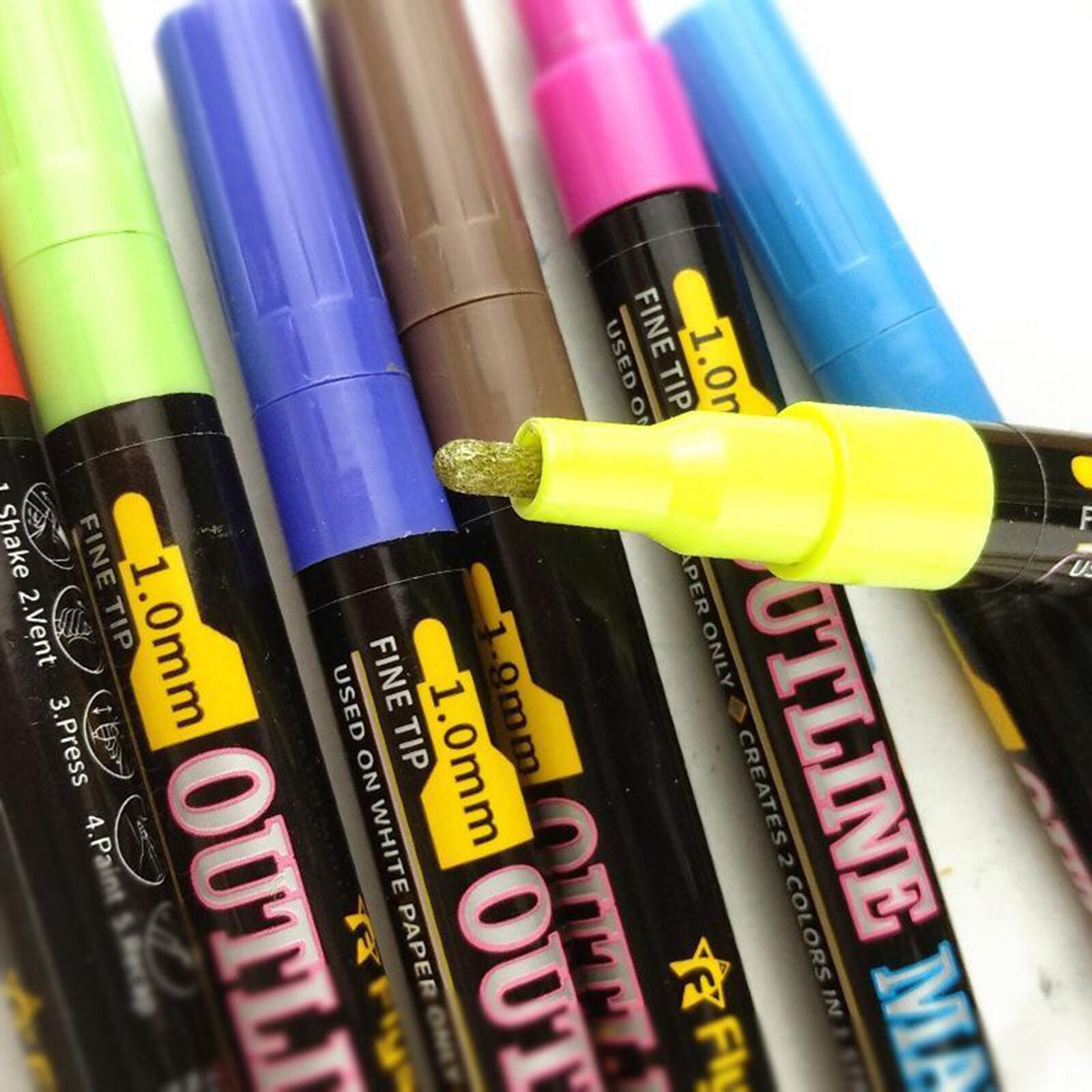 Stationery Card Markers Drawing Pens 2 Line Outline Highlighte Doodle Dazzle Markers Micron Pens Journal Set