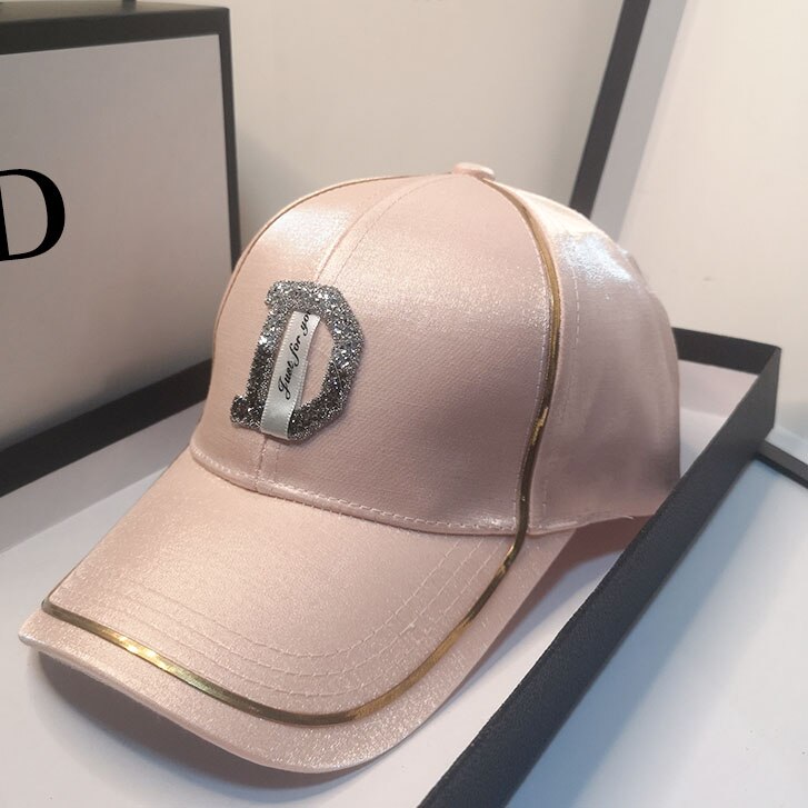 HT239 Katoen Snapback Hoeden Mode Strass D Brief Baseball Cap Mannen & Vrouwen Lente Herfst Vrouwelijke Straat Gorras Bone caps: Roze