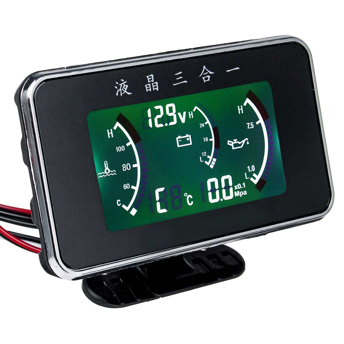 3 In 1 LCD Car Digital Gauge Oil Pressure Voltmeter Voltage Water Temperature Gauge Meter 9V 36V