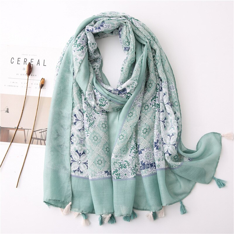 Foulard à pompon en coton pour femme, écharpe en lin à fleur, paréo pour la plage, Hijab, écharpe d'été,: 14