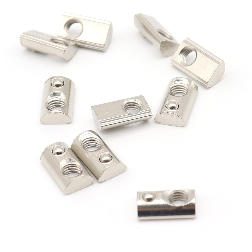 10PCS/lot Nickel plating 30 series Roll-in T Spring Nuts M4 M5 M6 M8 For 3030 Aluminum Profiles