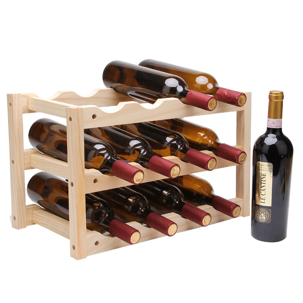 Porte-bouteilles de vin rouge en bois massif, 12 pièces, DIY, Bar de cuisine, étagère d&#39;exposition, armoire à vin, hôtel