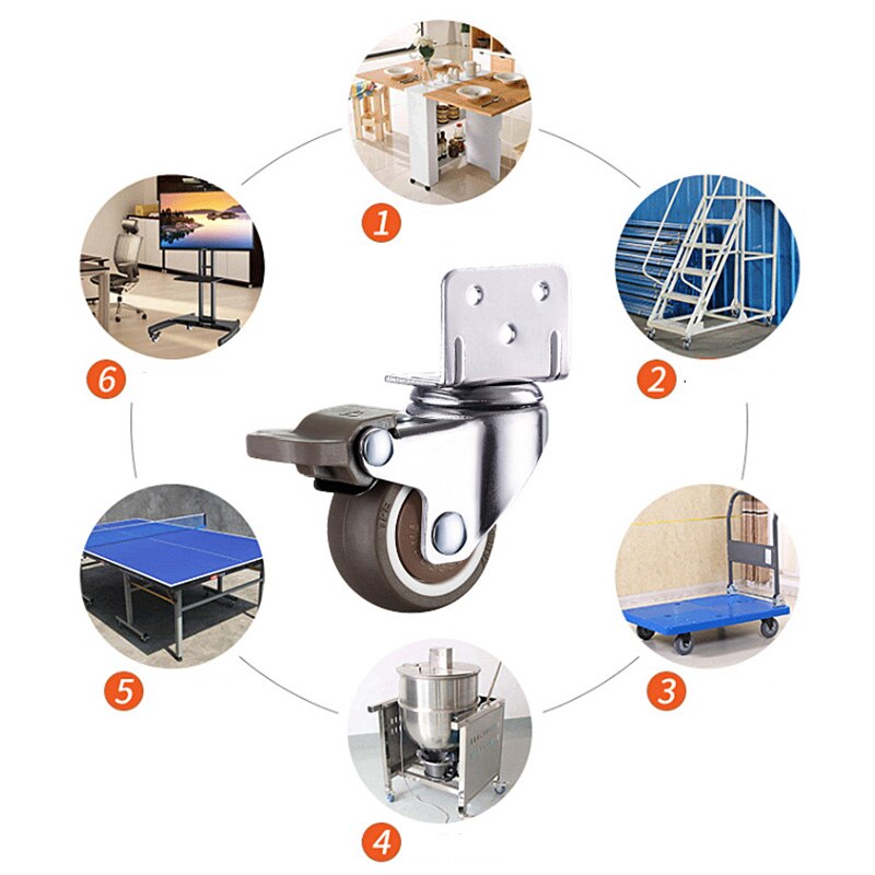 4Pcs Meubelwielen Wielen Zachte Rubber Roller Met Rem Mute Swivel Wielen Voor Moving Meubels Stoel Trolley Baby Wieg bed