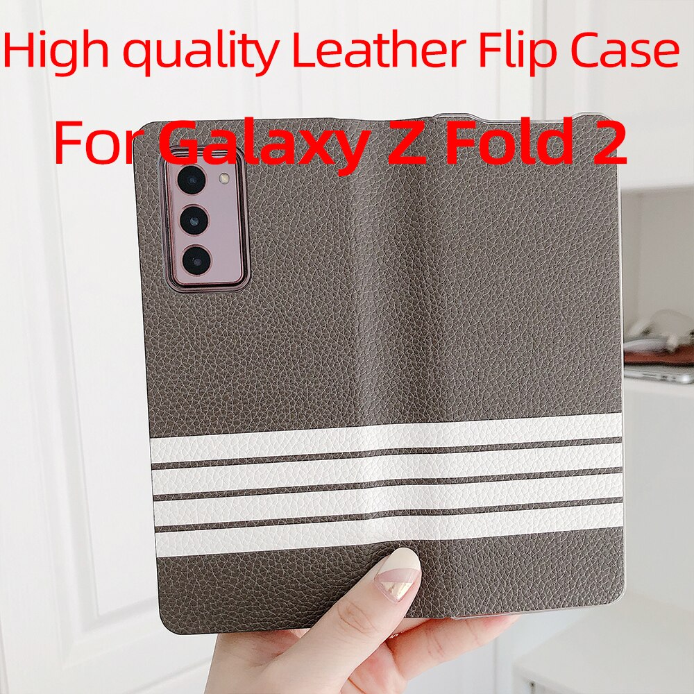 Galaxy fold 2 etui etui til samsung galaxy z fold 2 5g lær flip etui mobiltelefon shell 2 farger valgfri ankomst