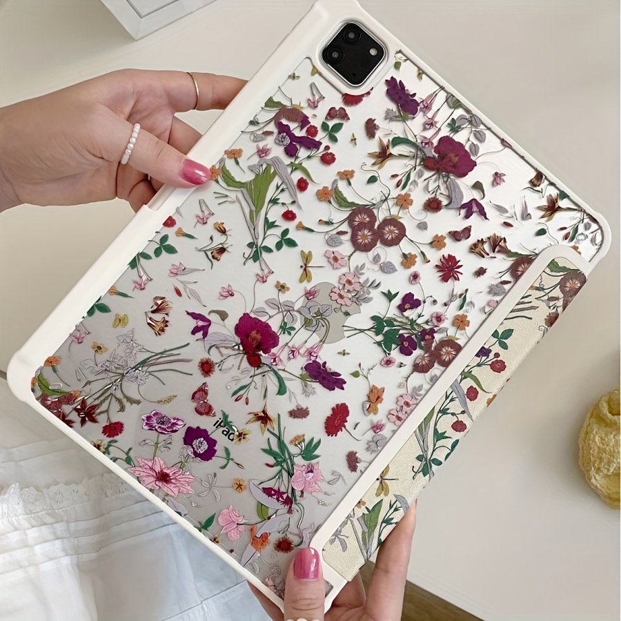 1pc Kleurrijke Bloemen Stand Tablet Beschermhoes Geschikt voor iPad 10.9/10.2/Air4/5/Pro11/10th/10.5 Case met Potlood Slot Houder
