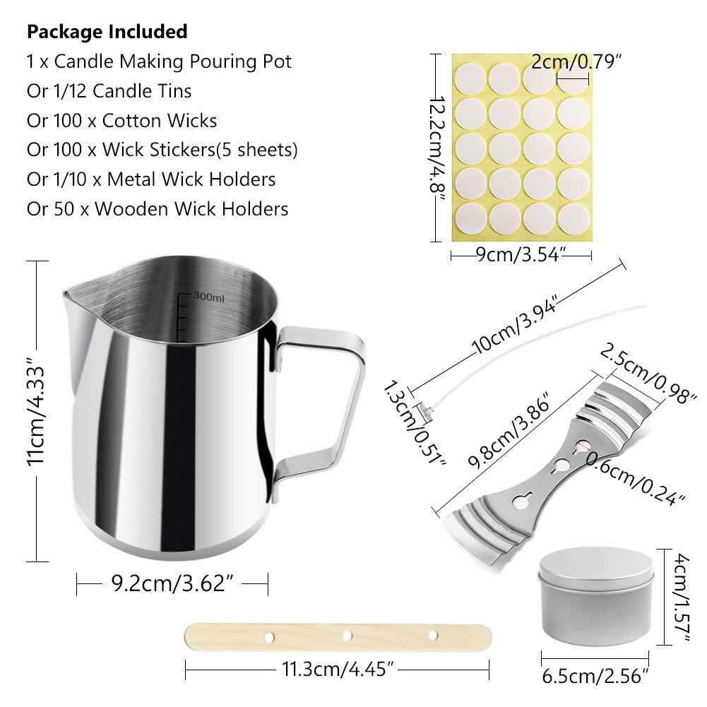 Candle Making Kit Supplies Craft Tools Pouring Jars Pot Arts Tins Wicks Stickers for DIY Supplie Large Melting Cup Cotton Wicks
