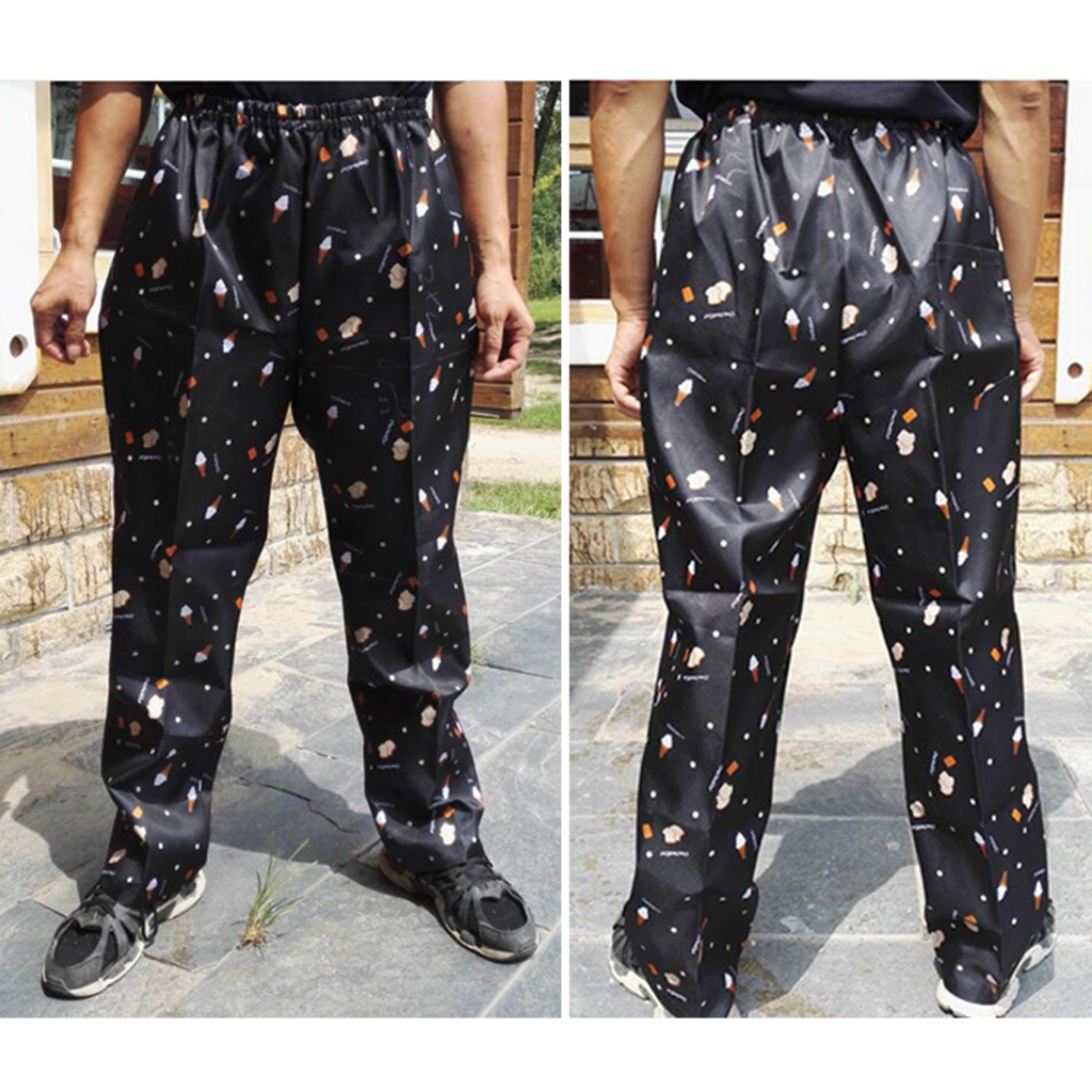 Men Women Baggy Chef Pants Uniform Loose Fit Cargo Pants Restaurant Kitchen Elastic Waistband Work Trousers