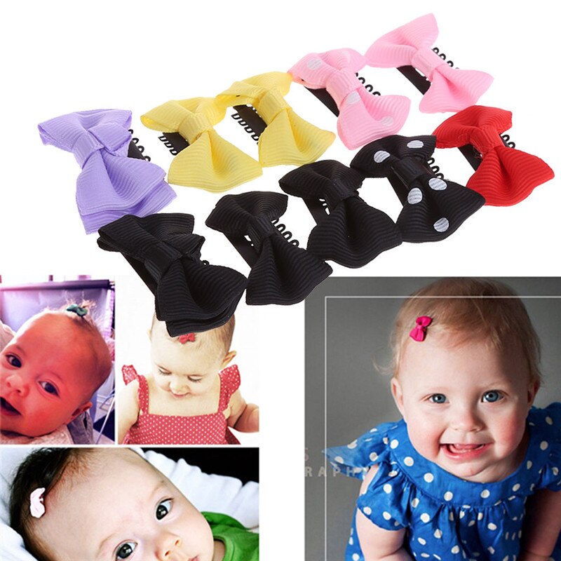 10Pcs Baby Meisje Haarspeldjes Boog Lint Haar Boog Mini Klink Clips Haar Clip Haarspelden Kids Haaraccessoires