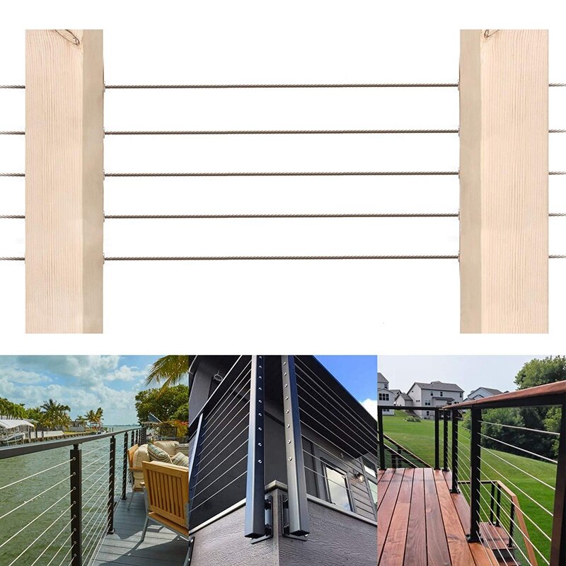 50Pcs 316 Stainless Steel Protector Sleeves for 1/4Inch Cable Railing, for Wood Posts, Straight Wood Post Protector