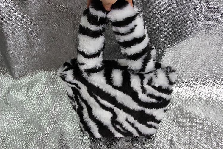 Vintage femmes sacs à main en peluche hiver dames petits sacs à bandoulière mignon fleur motif femme Mini fourre-tout pochette sac à main: stripe small