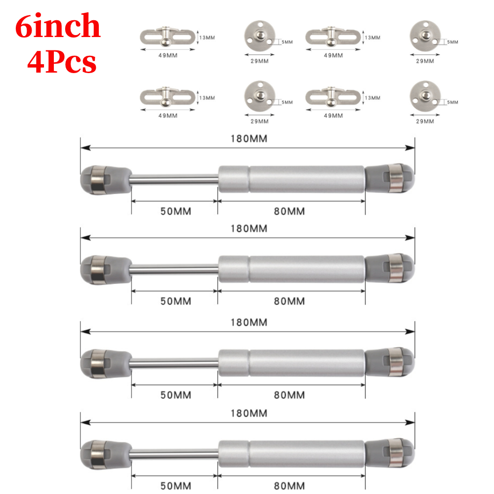 Amortiguadores de Gas para puerta de armario, soporte de tapa de resorte de Gas de 100N/10KG, accesorios de Gas, amortiguadores, bisagra hidráulica para armario de cocina, 2/4 Uds.