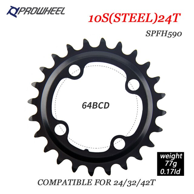 Prowheel fiets tandwielen 64/96/104 bcd mtb fiets kettingblad 22/24/30/32/40/42/44t kettingbladen mountainbike crankstel tand onderdelen: 10s 24t staal 64 bcd