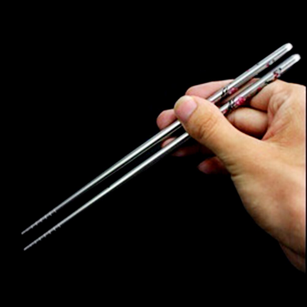 Roestvrijstalen Eetstokjes, Japanse Sushi-eetstokje Met Houten Handvat, Keukenaccessoire, Kookstokjes, Metaal En Hout, Lang En Veelzijdig, Voor Sushi En Koken(small