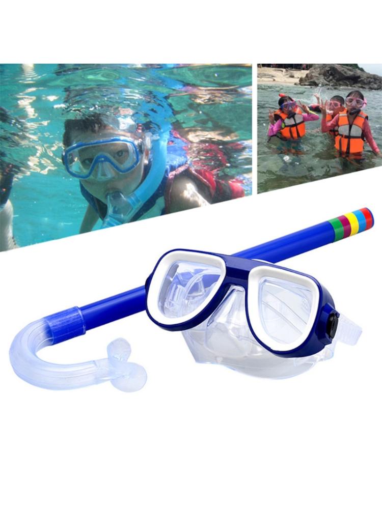 Children Kids Snorkel Set Scuba Snorkeling Mask Swimming Goggles Glasses with Dry Snorkels Tube Equipment Diving Gear