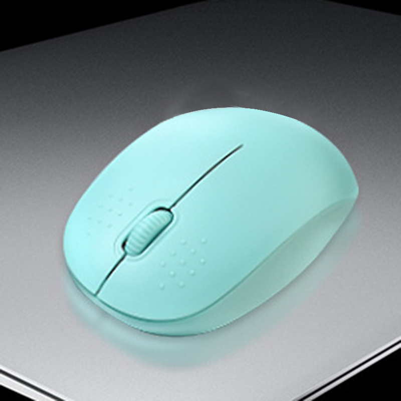 Mini Wireless Notebook Mouse Macaron Color Mouse Anti-slip Texture Roller Within 10m Connectable Ergonomic Mouse QJY99: Cyan