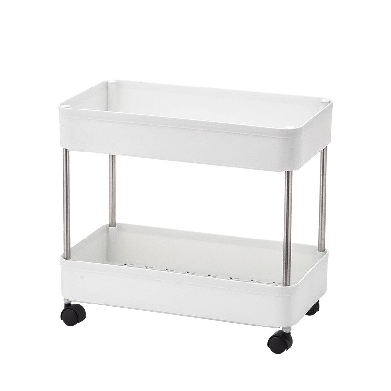 Movable Kitchen With Wheels, Side Refrigerator, Floor-To-Ceiling Slot Trolley With Hook Storage Rack, Slot Rack: Large two layers