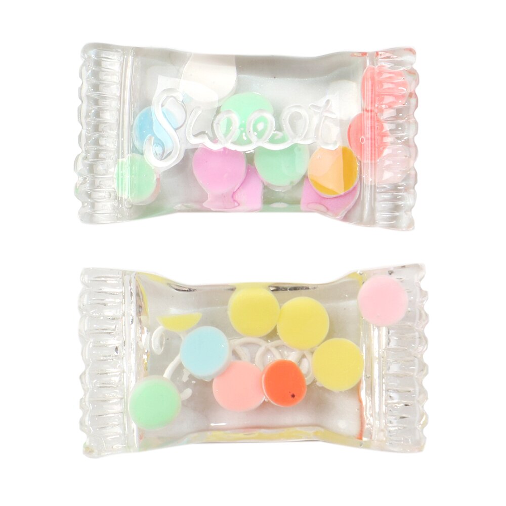 20 stk flerfarvet gennemsigtig krystal slik flatback cabochons 3d harpiks, telefon sag hår klip indretning, diy forsyninger ， 20 yc 10945