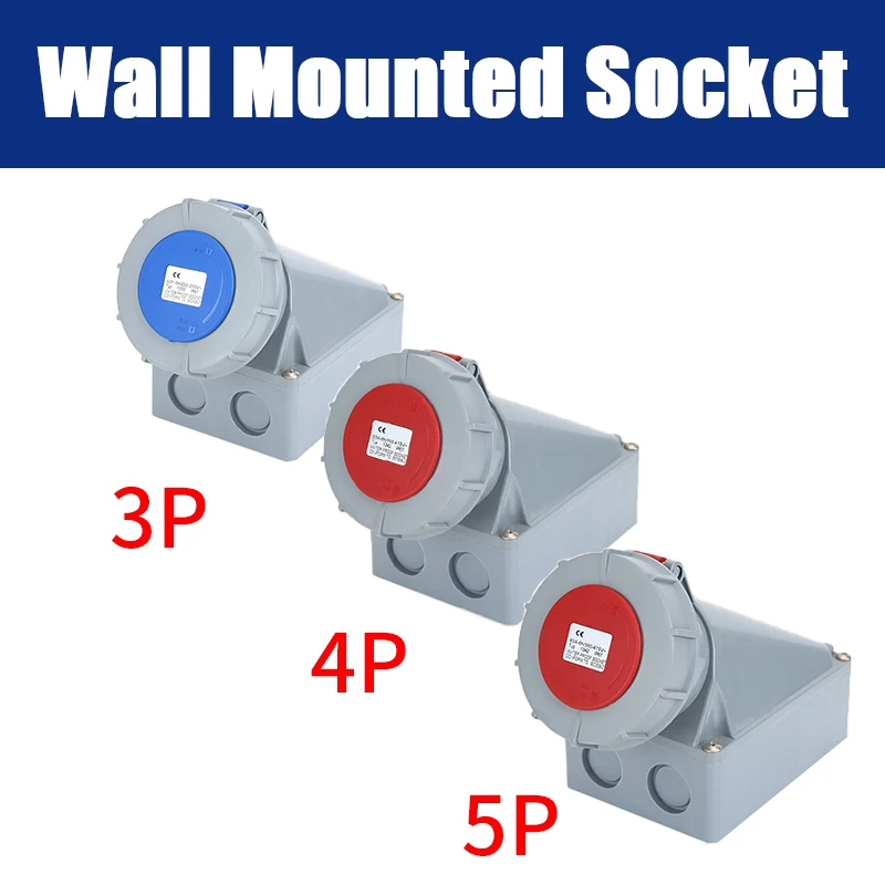 Industrial Plug Socket 63A 125A Waterproof Male Female Electrical Connector 3P 4P 5Pin Wall Mounted Socket Panel Mounted Couple: Lavender / 5-9Pcs / 5P