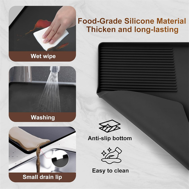 3 in 1 Silicone Coffee Mat with Tamper Pad Durable Non-Slip Coffee Espresso Machine Mat Durable Coffee Bar Mat Pad JAF273