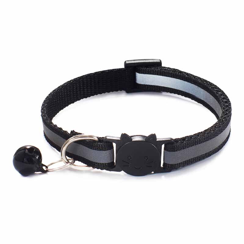 Huisdier Halsband Reflecterende Verstelbare Kat Leash Ketting Bel Halsbanden Voor Katten Puppy Accessoires Gatos Chiens Mascotas Dla Kota: Black