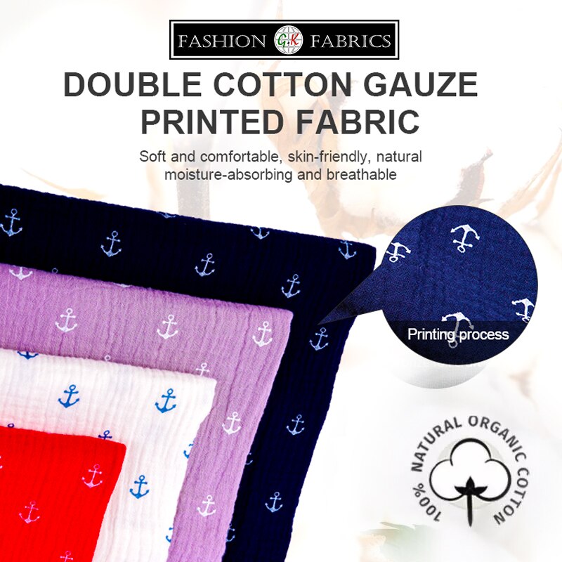 Double Cotton Gauze Muslin Printed Fabric Diy Double Gauze Fabric For Baby 100% Cotton Fabric Cotton Muslin Double Fabric