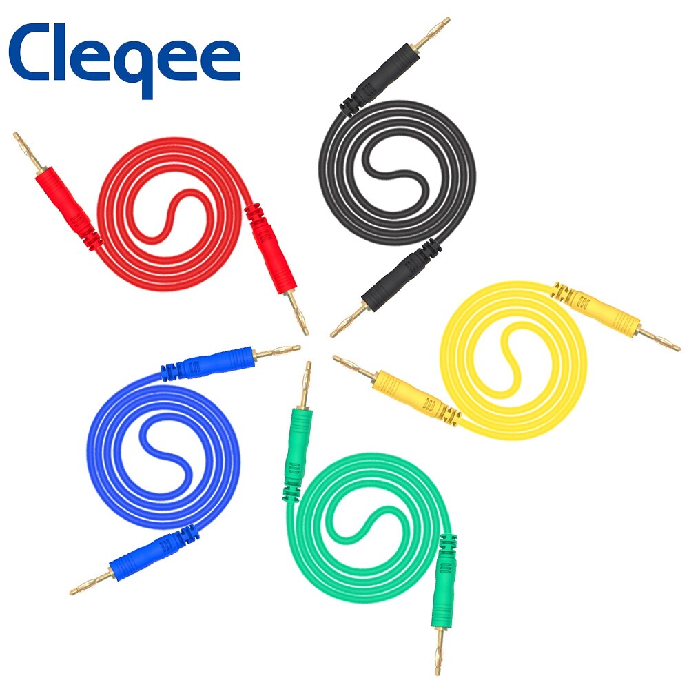 Cleqee P1048 2Mm Banana Plug Test Leads Flexibele Test Kabel Dual Ended Vergulde Banaan Plug Draad Voor Multimeter testen 5Pcs