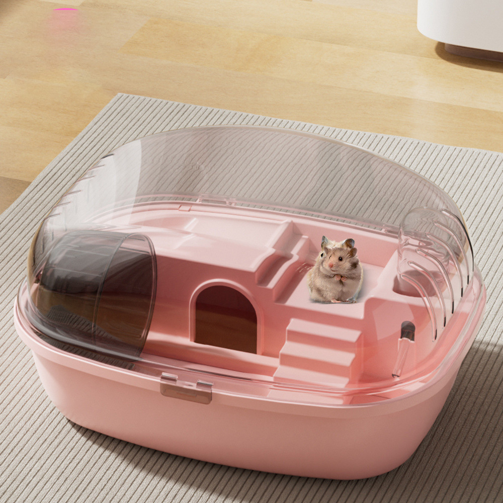 Jaula grande para hámster con ventilación, casa de hábitat transparente superior que se puede abrir para conejitos, gerbos, erizo, ratones, animales pequeños