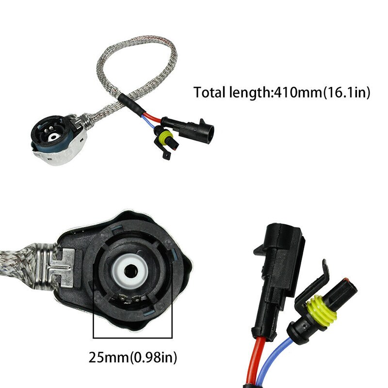 2PCS D2 AMP HID Adapters Converter Socket Cable D2S D2R D2C HID Bulb Socket Wire Adaptor Connector Harness Aftermarket Ballasts