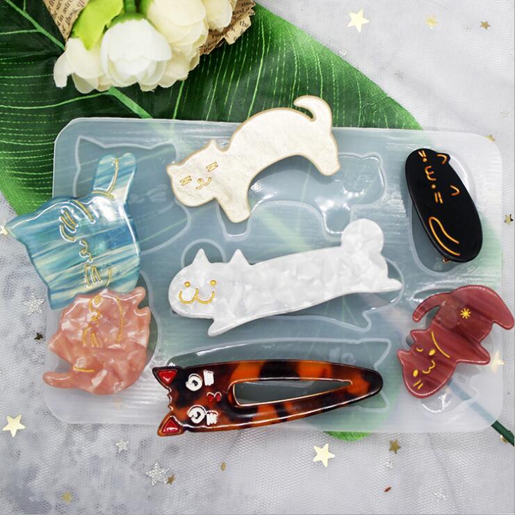 Transparent Silicone Mould Resin Decorative Craft DIY cat hairpins Mold epoxy resin molds for jewelry