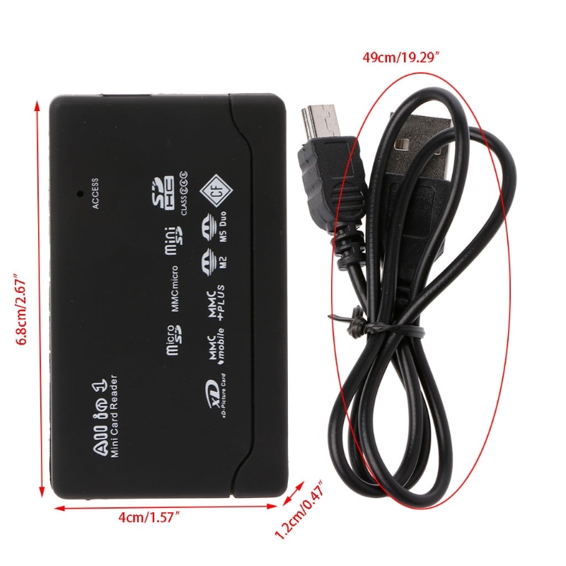 Lector de tarjetas de memoria todo en uno, dispositivo para USB externo Mini SDHC M2 MMC XD CF 20CB