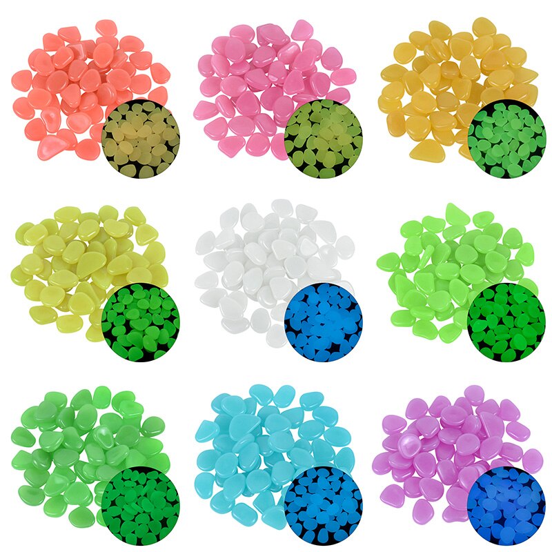 25/50Pcs Glow In The Dark Lichtgevende Steen Kiezels Gloeiende Rotsen Voor Thuis Loopbruggen Tuinpad Patio Gazon yard Aquarium Decoratie
