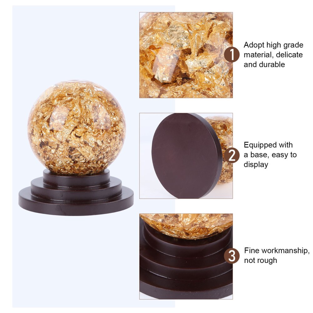 1Pc Crystal Ball Decor Desktop Crystal Ball Ornament Decoratieve Craft (Golden)