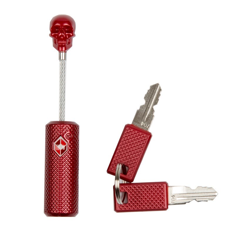 Skull Metalen Bagage Sloten Drie Cijfers Combinatie Hangslot Mini Security Check Reistas Lock Veilige Code Lock Key: Red