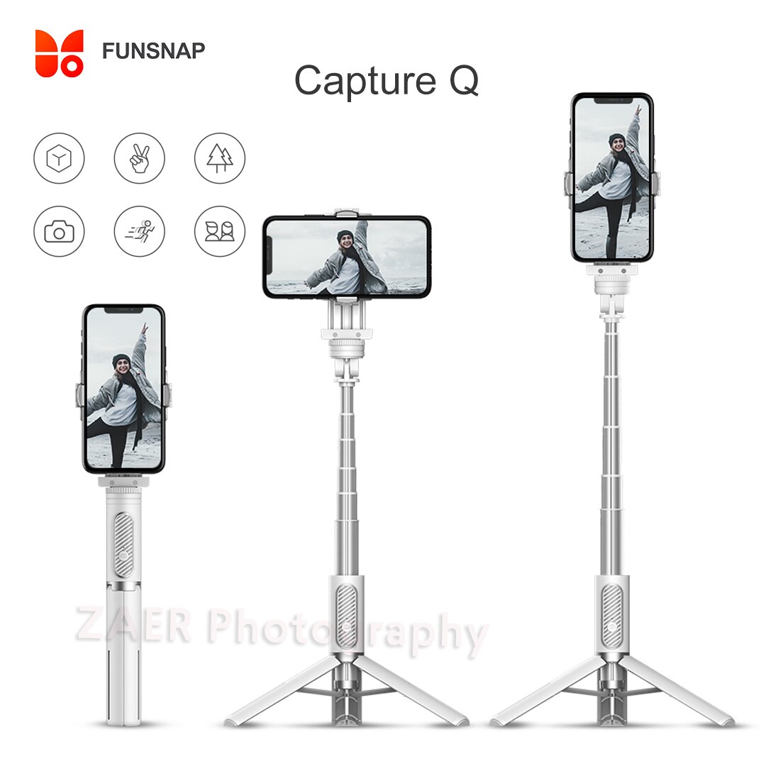 Funsnap Capture Q Selfie Stick Voor Ios Android Smartphone Gimbal Stabilizer Bluetooth Statief Pocket Uitbreiding Handvat Voor Traval