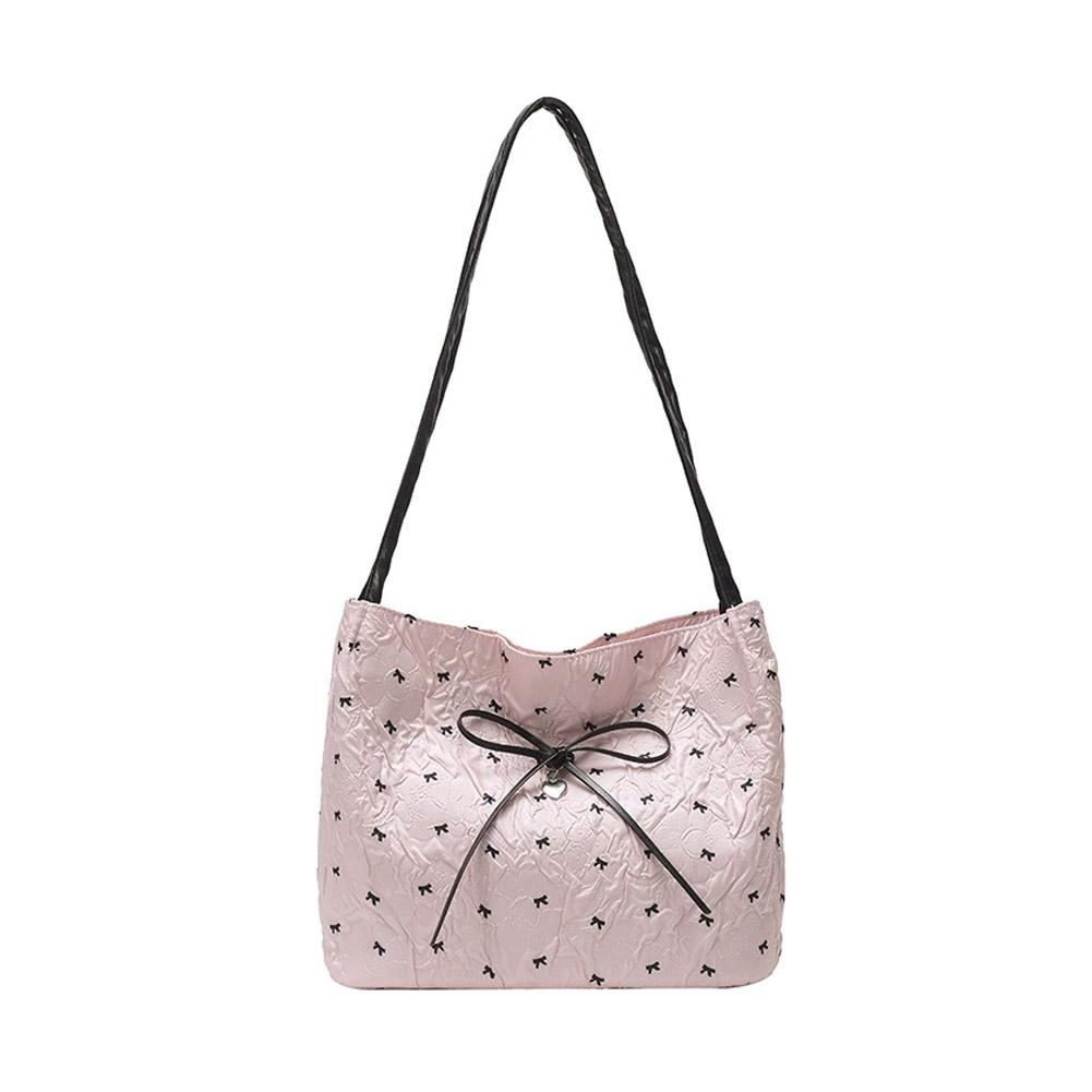Bow dames schoudertas met grote capaciteit, handtas, crossbodytas, tas voor dagelijks woon-werkverkeer, armtas: Zwart