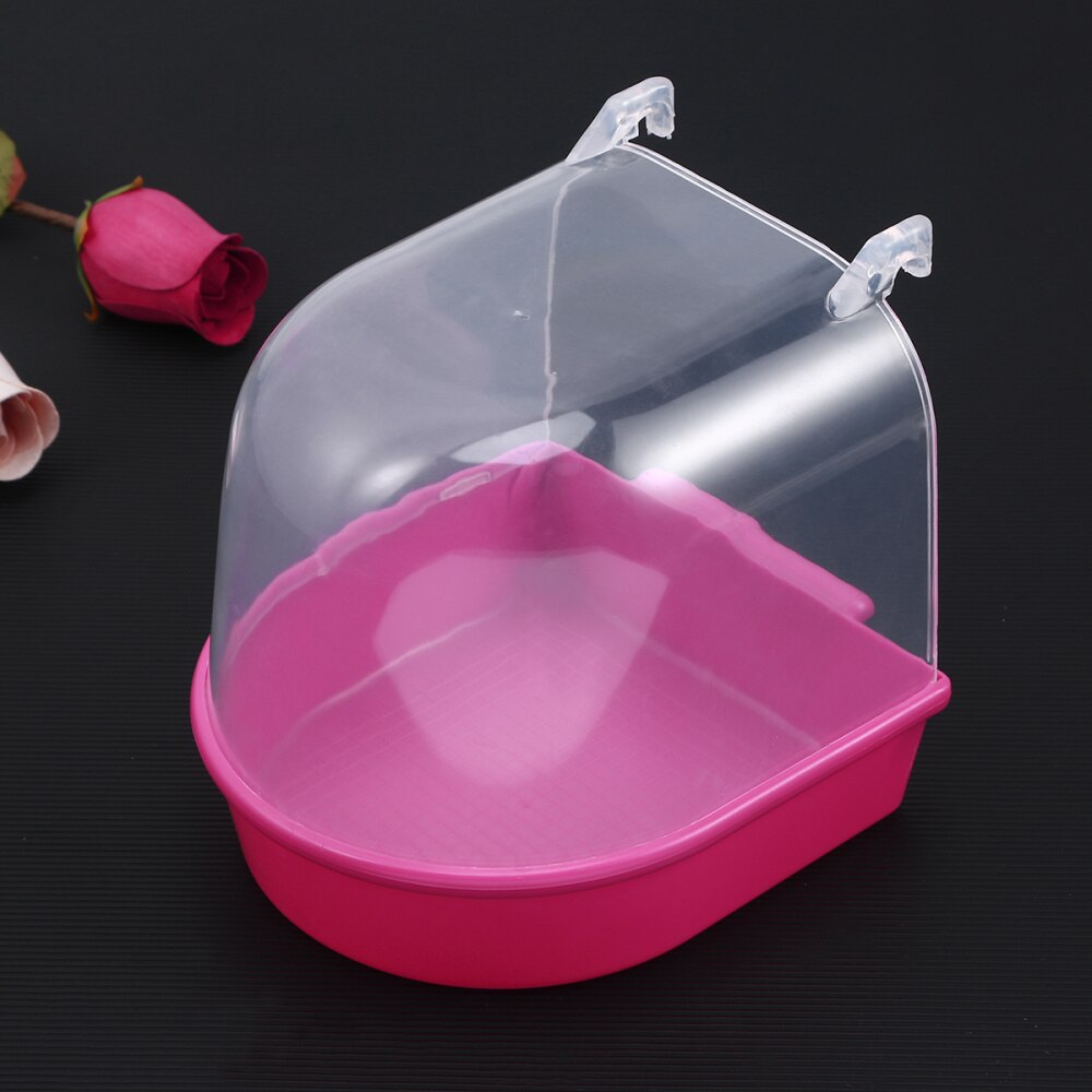 Caged Bird Bath Multi Cage Bird Bath Covered for Small Brids Canary Budgies Parrot (White): Red