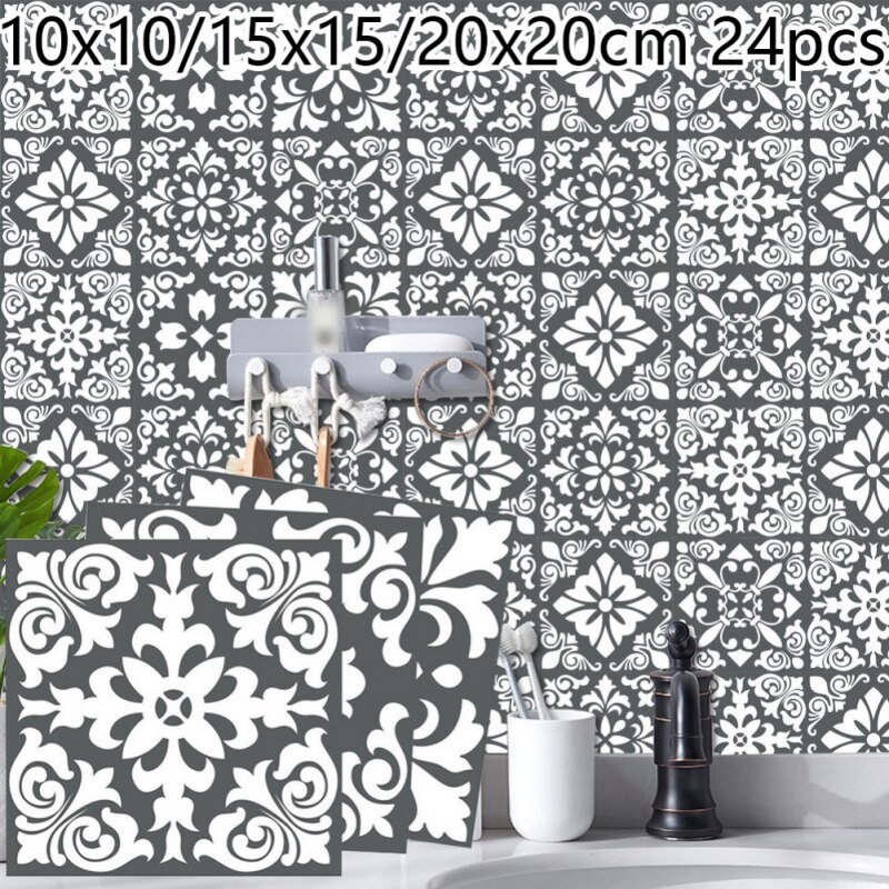 24 Pieces Of Mosaic Tile Stickers, Antique Tiles, Self-adhesive Tile Stickers (with Dumb Film) 15*15cm*24pcs