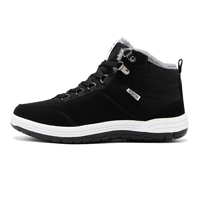 Heren laarzen winter heren laarzen met bont warme leren sneeuwlaarzen voor heren waterdichte winterschoenen heren casual sneakers botas hombre: Zwart-wit / 42