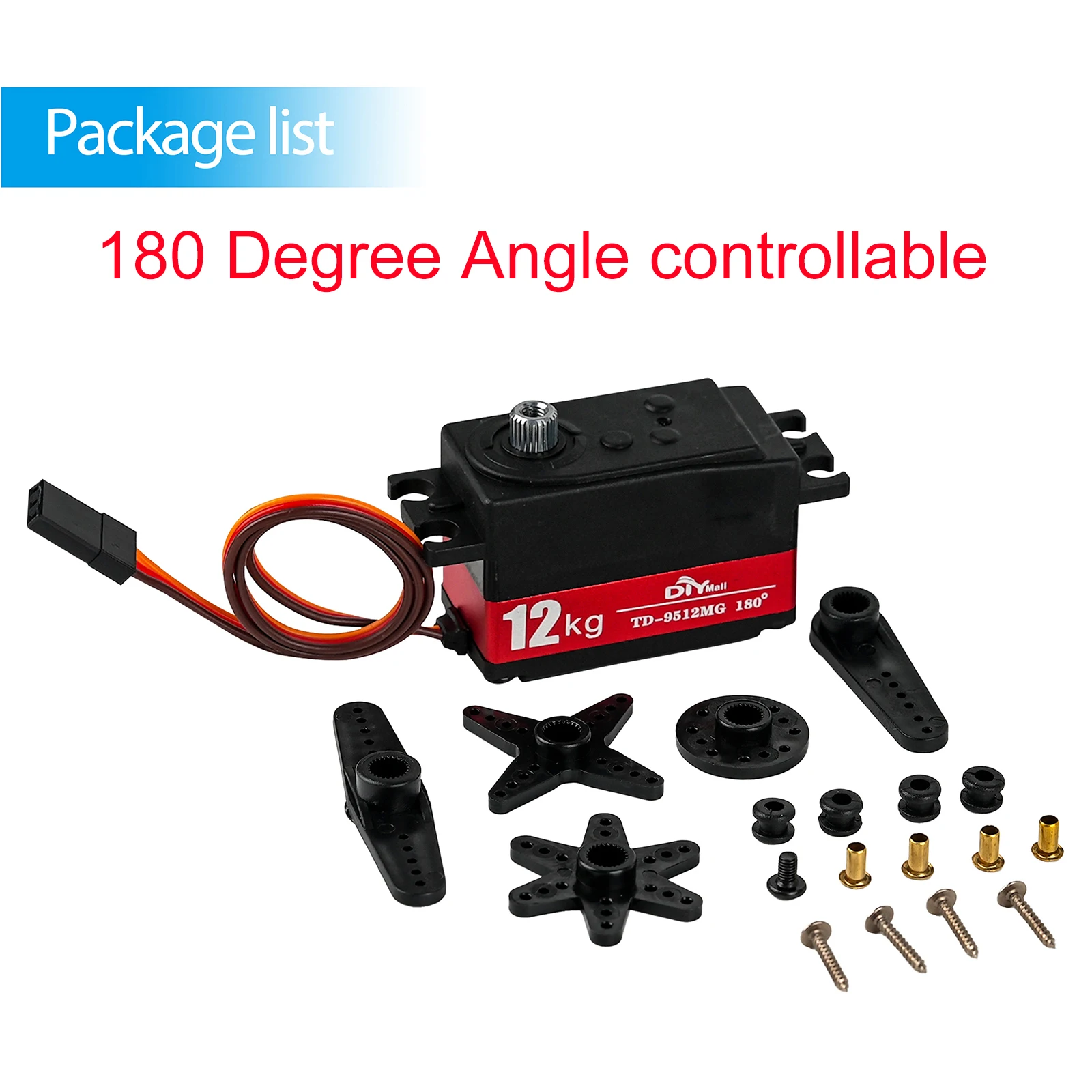 Servo numérique semi-métal TD-9512MG, 12KG, 4.8v-7.4v, mécanisme de direction 180/270/360 degrés pour voiture RC 1:8 1:10, voitures à dérive, coureur plat: Rouge