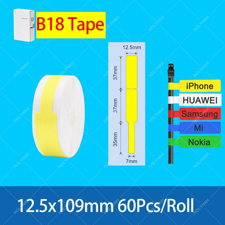 Niimbot B18 PET Label Color Thermal Paper Rolls Ribbon White Black Red Blue 16 Meters Per Roll for Label Sticker Mini Printer: Orange