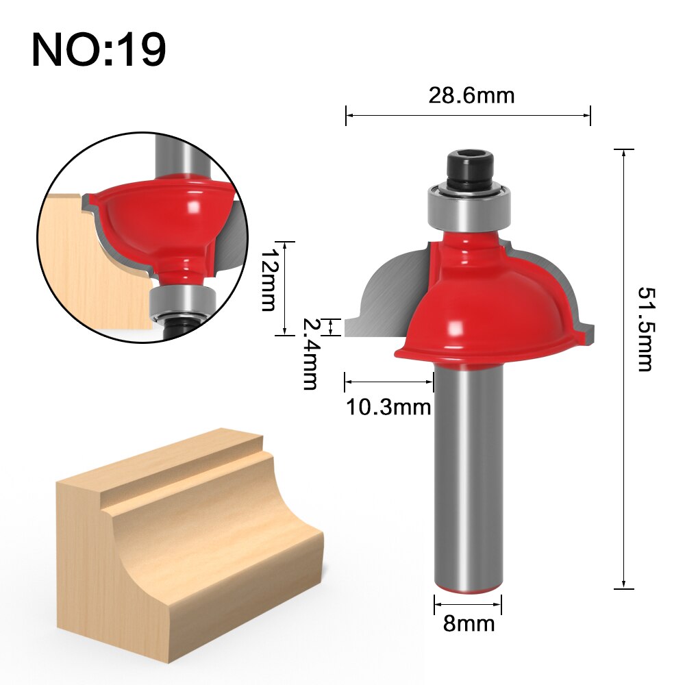 1 st 8mm Schacht hout router bit Rechte frees trimmer reiniging flush trim hoek ronde cove doos bits frezen Cutte: NO19