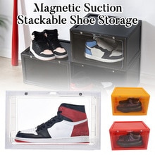Stapelbaar Schoen Opbergdoos Met Magnetische Zuigkracht Sluiting Deksels Schoen Organisator Containers Voor Sneakers Clear