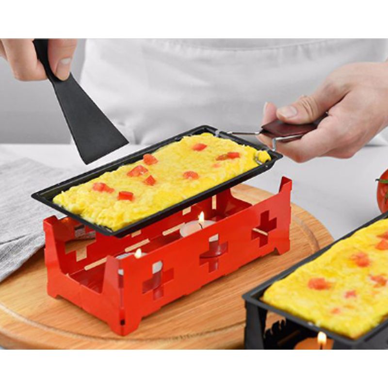 Non-stick Cheese Oven Mini BBQ Grill Melter Pan Tray with Foldable Wooden Handle