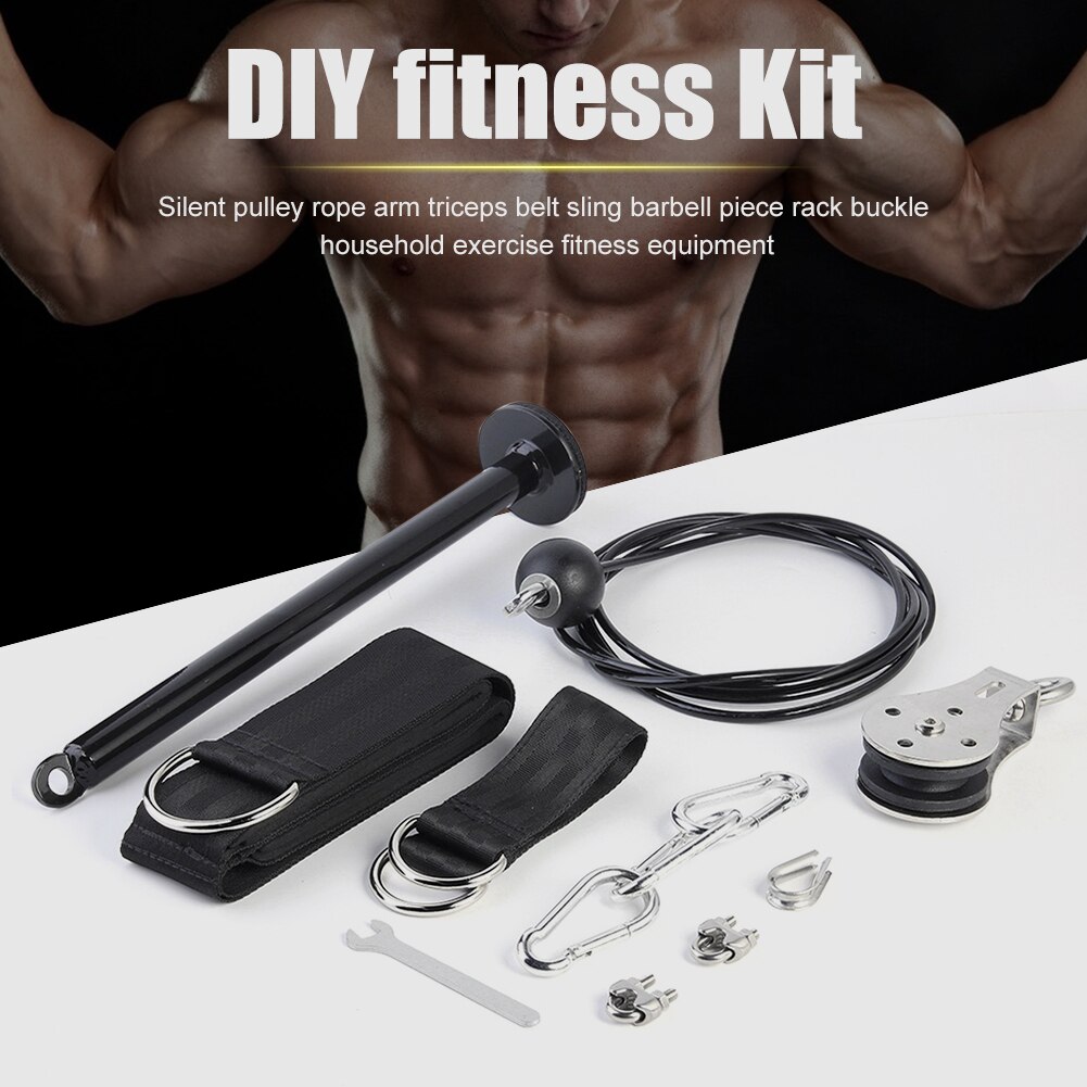 Fitness DIY Gym Pulley Cable Machine Attachment System Loading Pin Lifting Workout Arm Biceps Triceps Hand Training Equipment